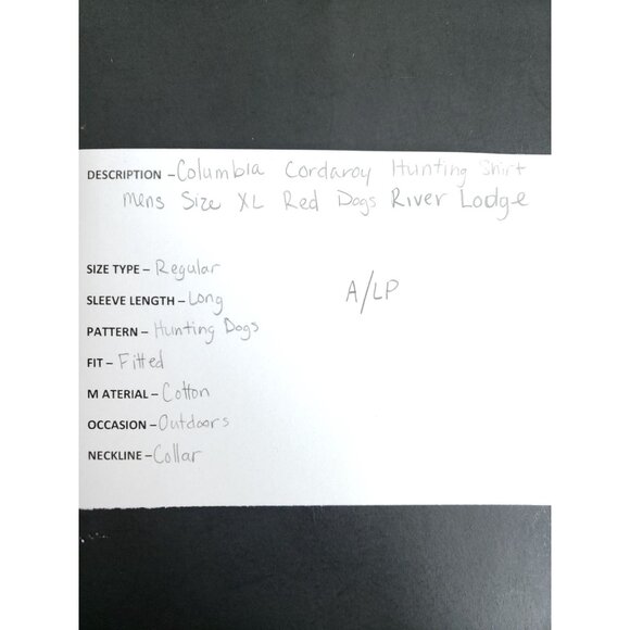 Columbia Men's Size XL Corduroy Hunting Shirt Red Dogs River Lodge - Picture 6 of 7